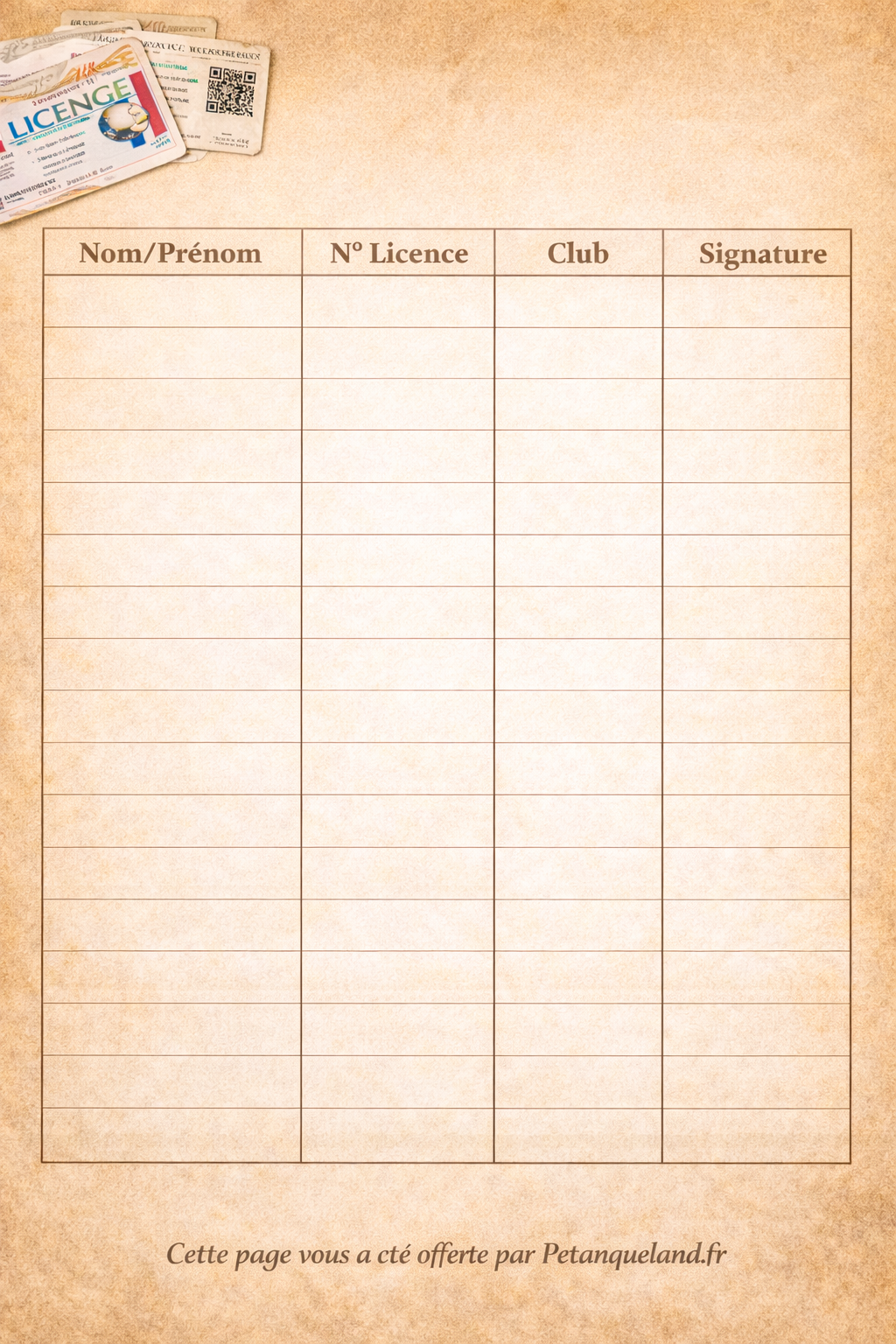 feuille emargement licencies