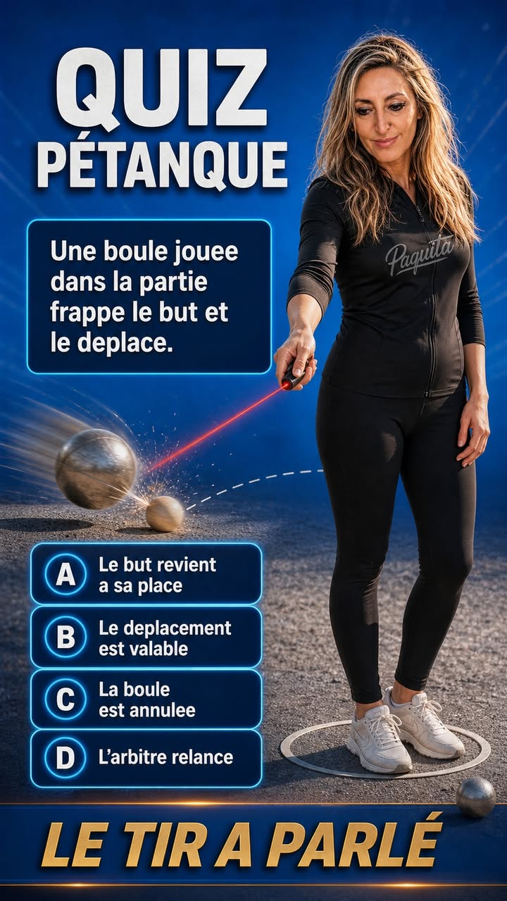 Quiz Paquita : Ta boule frappe le cochonnet et le déplace. Valable ou pas - photo Facebook PetanqueLand