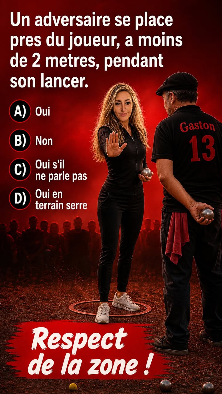 Quiz Paquita : Un adversaire se place à moins de 2 mètrès du joueur pendant son lancer. Est-ce autorisé