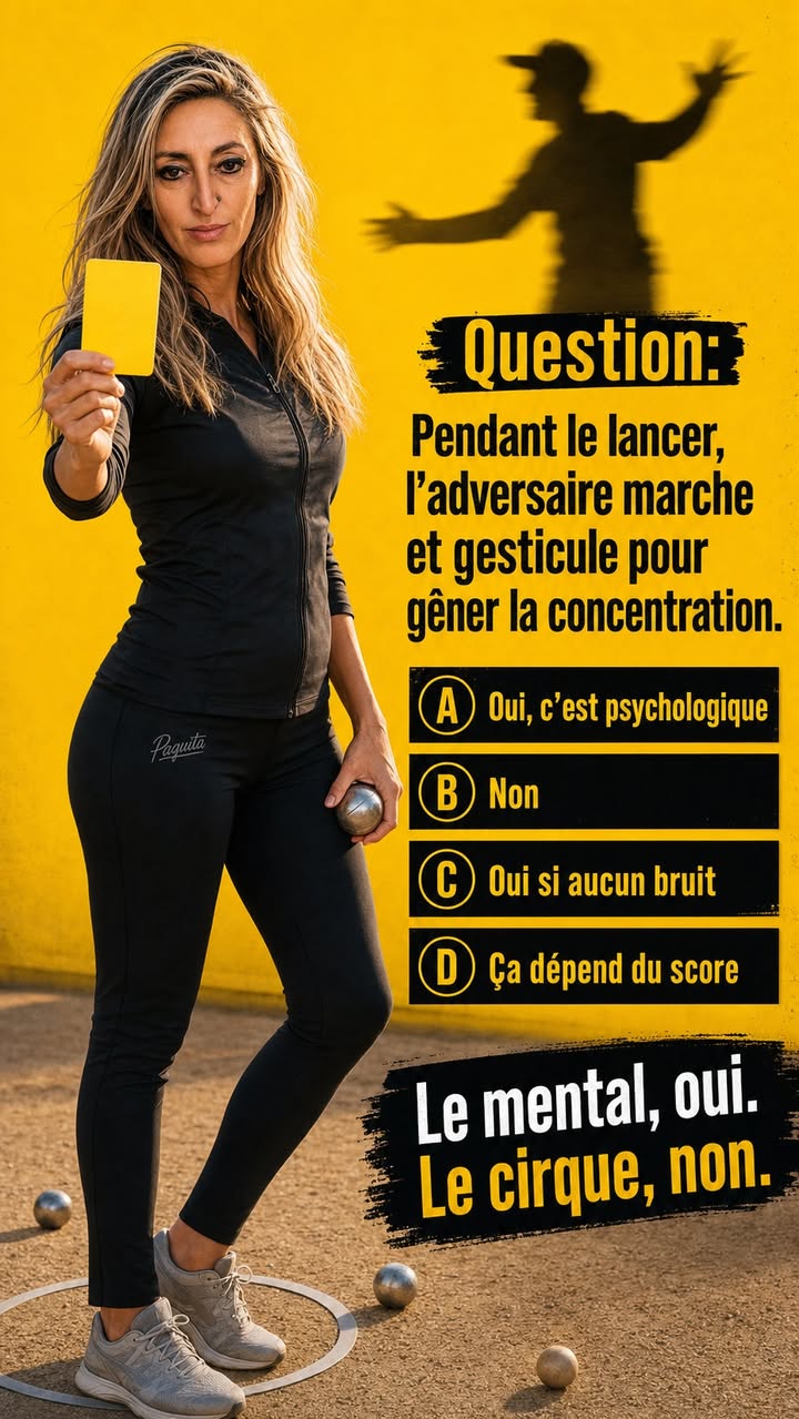 Quiz Paquita : Pendant le lancer, l'adversaire marche et gesticule pour gêner la concentration du joueur. Est-ce autorisé