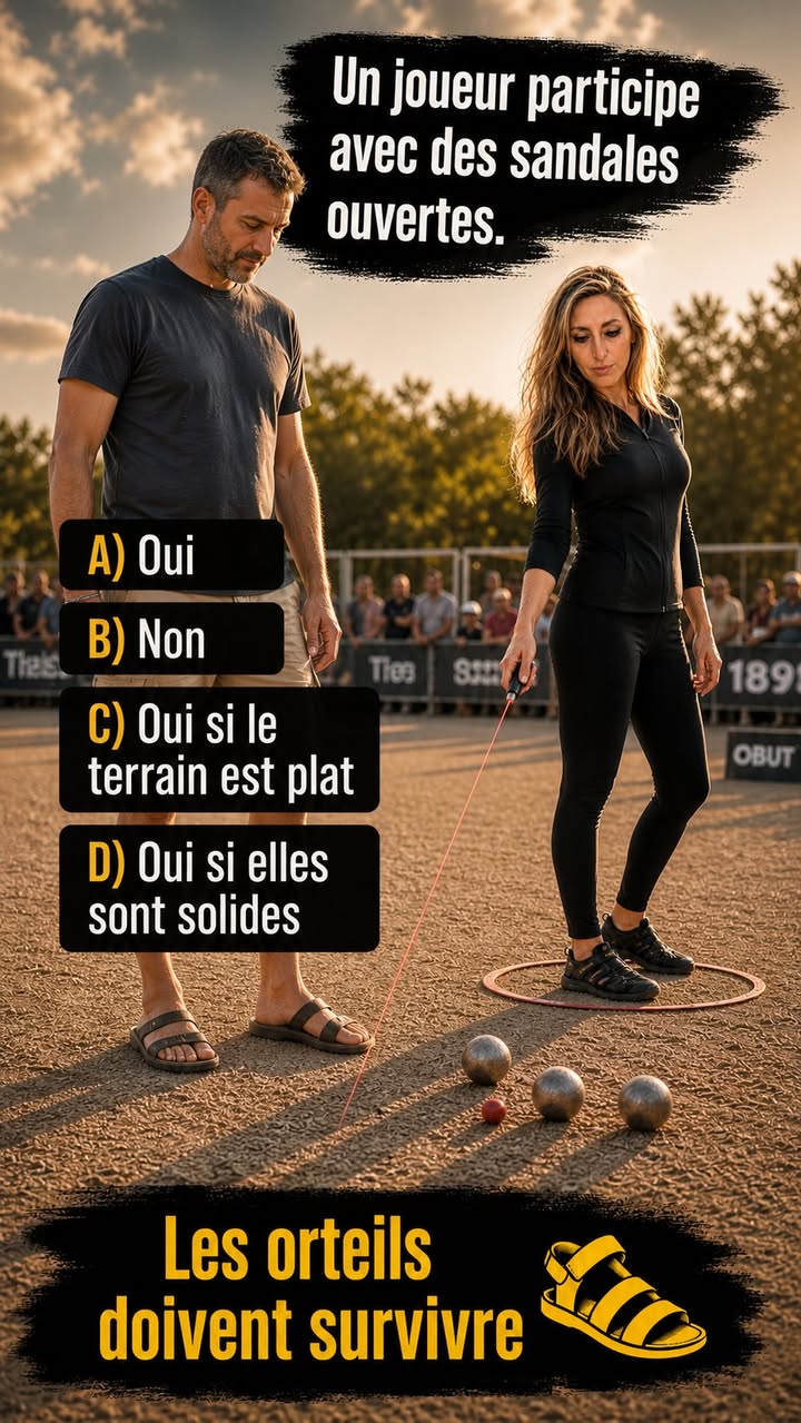 Quiz Paquita : Un joueur participe avec des sandales ouvertes. Est-ce autorisé