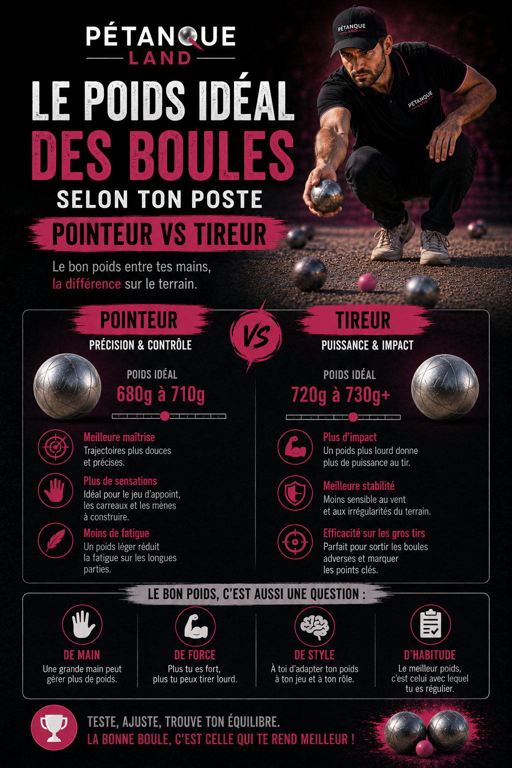Le poids idéal des boules selon ton poste (pointeur vs tireur) (Pétanque)