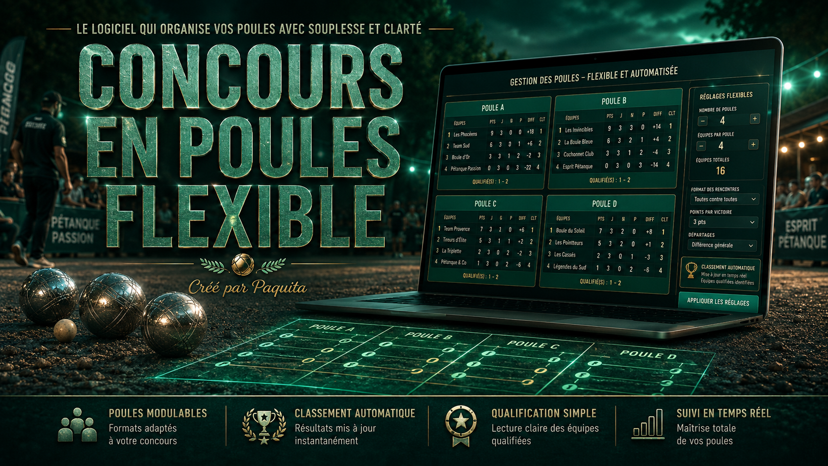 Concours en poules Flexible
