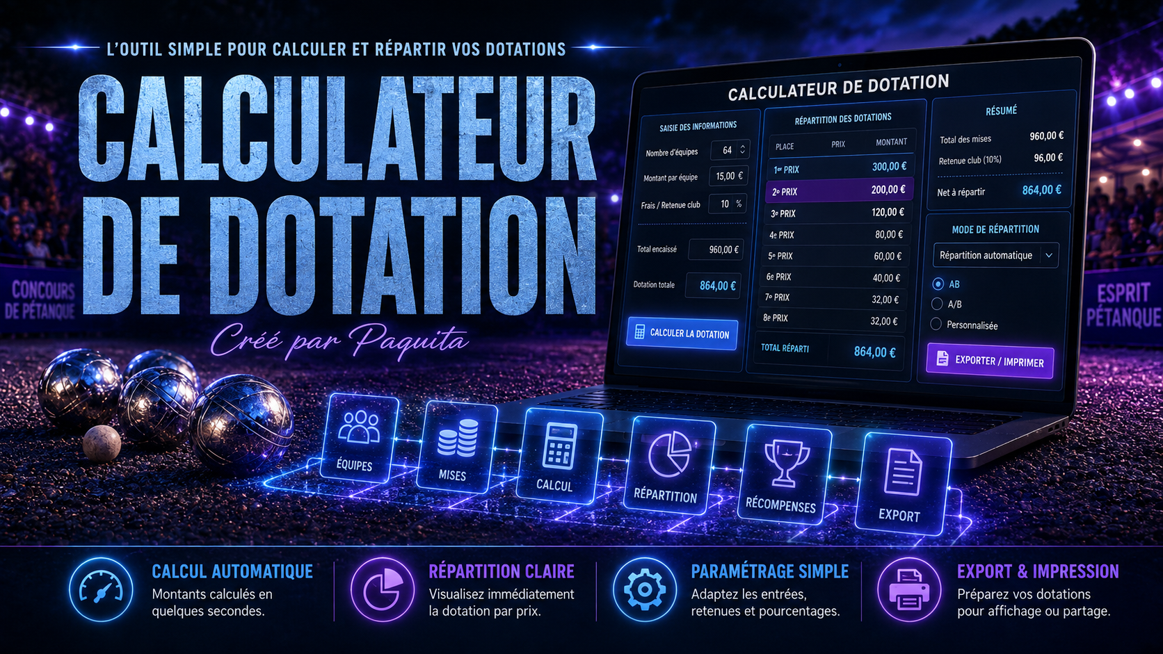 Calculateur de dotation pétanque